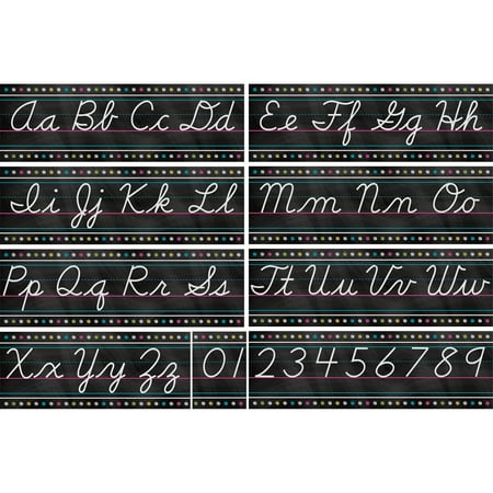 Teacher Created Resources Chalkboard Brights Cursive Writing Bulletin Board Display Set