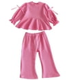 thumbnail image 2 of Cethrio Girls Cotton Outfit Sets, Spring Long Sleeve Two Piece Tops and Pants Sets Pink Size 7-8, 2 of 5