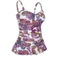 thumbnail image 2 of Mycoco Women's Swim Top Padded Ruffle Hem Shirred Swimwear Tankini Swimsuit Top, 2 of 5