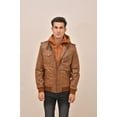 thumbnail image 4 of Men's GENUINE Leather Jacket with Removable Fleece Hood., 4 of 8