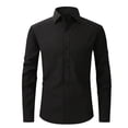 thumbnail image 2 of VSSSJ Men's Business Shirts Regular Fit Solid Color Button Down Long Sleeve Collared T-Shirts Casual Fashion Wrinkle Free Stretchy Shirt Blouse Black XXL, 2 of 4
