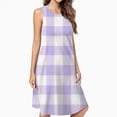 thumbnail image 2 of Lavender Gingham Casual Sleeveless Loose Sundress Dress For Women Summer Dress Daily Woman, 2 of 4