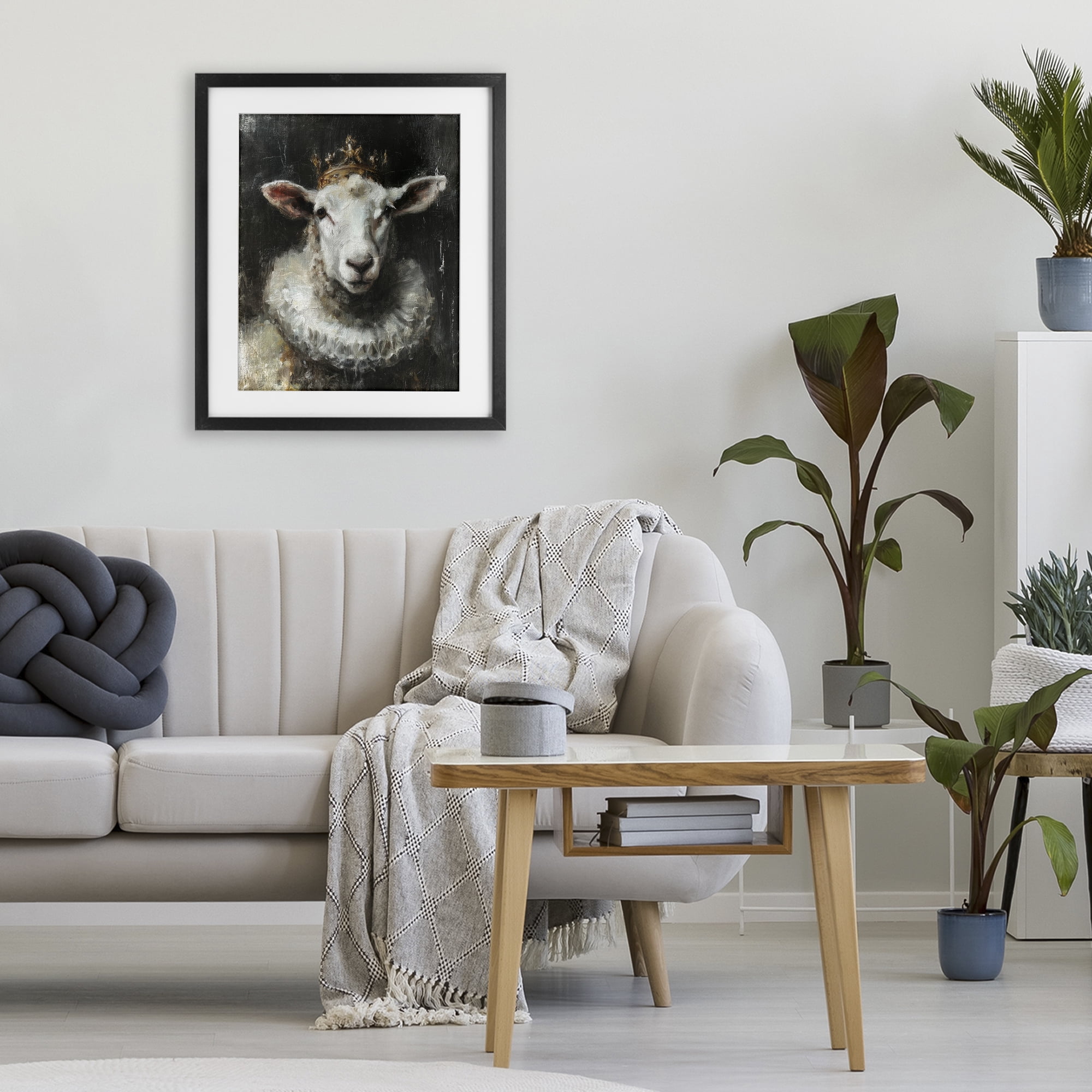 Stupell Industries Crowned Sheep Portrait Black Framed Print Under Glass, design by Svetlana Aleynikova