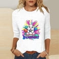 thumbnail image 2 of Camisetas de Pascua para las Mujeres Impresión de la Moda Suelta Casual Cuello Redondo Tres Cuartos de Manga Suéter, 2 of 5