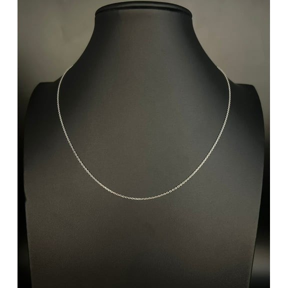 14K SOLID White Gold Cable Chain Necklace, 14k White Gold Rolo Chain ,14k Men and Women Rolo Chain, Real 14k Solid Gold Adjustable Necklace