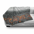 thumbnail image 3 of Poppy Flower Soft Flannel Fleece Blanket, Field Pattern with Greyscale Background Remembrance Day Theme Nostalgic, Cozy Plush for Indoor and Outdoor Use, 70" x 90", Orange and Grey, by Ambesonne, 3 of 6