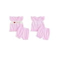 thumbnail image 2 of BemeyourBBs Toddler Baby Girl Summer Clothes Little Baby Girl Mothers Day Fathers Day Outfit I Love Mom Dad Letter Embroidery Flying Sleeve Striped Shirt Tops with Shorts Set Baby Girl Summer Outfit, 2 of 9