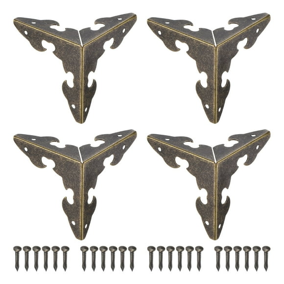 Unique Bargains 30x30x30mm Metal Box Corner Protectors Electroplated Bronze Tone 10 Pack