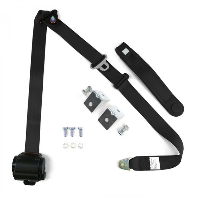 safeTboy 311994 3 Point Retractable Seat Belt with Mount Standard Buckle, Black