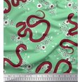 thumbnail image 1 of Soimoi Rayon Crepe Fabric Leaves,Floral & Snake Reptile Decor Fabric Printed Yard 46 Inch Wide, 1 of 3