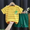thumbnail image 5 of Caqnni Baby Toddler Boy Summer 2PCS Outfits 6 12 18 24 Months 2T 3T 4T Short Sleeve T-shirt Plaid Shorts 2 Pcs Summer Outfit for 3 Months-6 Years (A05-Green,4-5 Years), 5 of 7