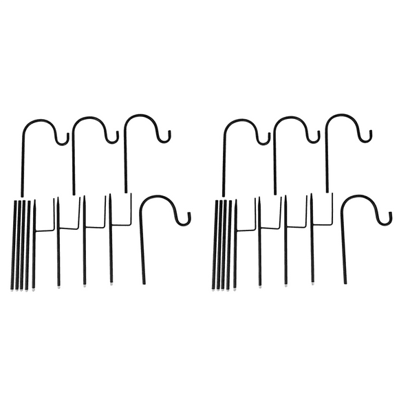 8 Pcs Adjustable Shepherd Crook Hooks,Festoon Pole with Base,Garden Border Hook for ,Flower Ball,Plant