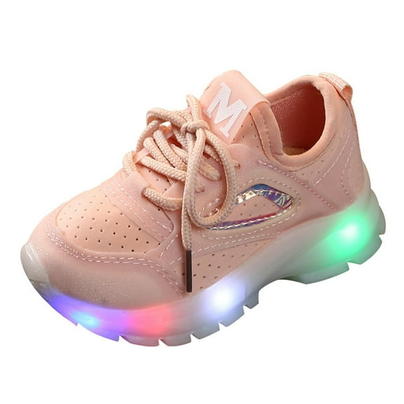 Kids Shoes Size 23 Sport Mesh Run Luminous Breathable Boys Children  Led Kids Sneakers Pink