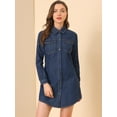 thumbnail image 2 of Vestido camisero Allegra K de mezclilla con botones y cinturón para mujer Azul XL, 2 of 6