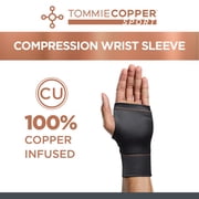 Tommie Copper Sport Compression Wrist Sleeve, Black, Adult, Small/Medium, Copper and Zinc Infused Muscle Recovery, 1 Sleeve