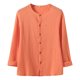 thumbnail image 4 of Camisa Pompotops de Manga larga Algodón y lino Color sólido Doble arrugado moda suelta Casual Cómoda, 4 of 5
