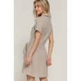 thumbnail image 4 of Button Down Side Bow Linen Effect Mini Dress, 4 of 5