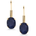 thumbnail image 2 of Gem Stone King Blue Sapphire Yellow Gold Plated Leverback Earrings for Women (2.00 Cttw, Gemstone September Birthstone, Oval 7X5MM), 2 of 4