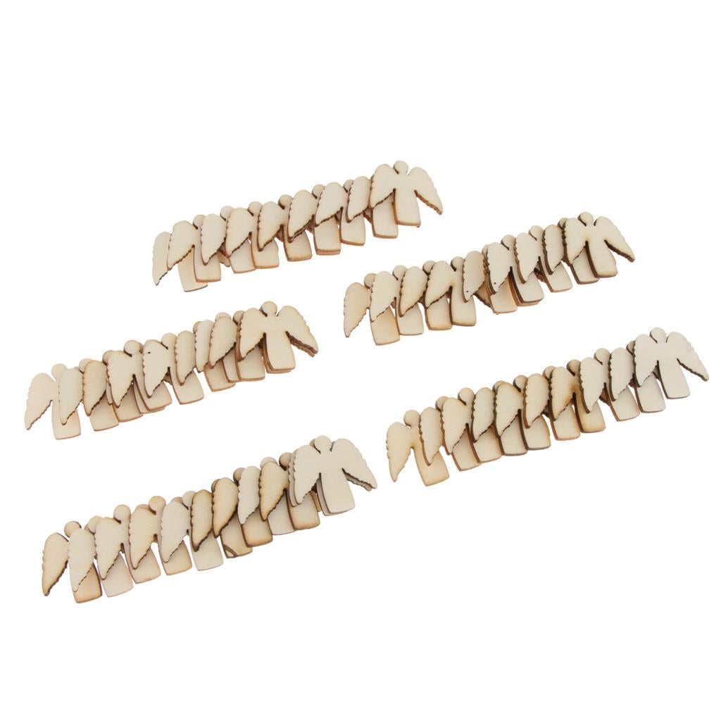 50pcs Unfinished Angel Cutout Wooden Gift Tags Decor Project