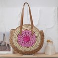 thumbnail image 3 of Bolso de mano tejido redondo de gran capacidad para mujer, nuevo bolso de hombro 2024, bolso de mano tejido para ir al trabajo, bolso de playa para vacaciones, 3 of 5