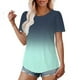 thumbnail image 5 of mfyjkho Tops Para Mujer, Camiseta De Manga Corta Con Cuello Redondo Y Degradado Para Mujer, Primavera/Verano Tops De Gimnasio Para Mujer M, 5 of 7