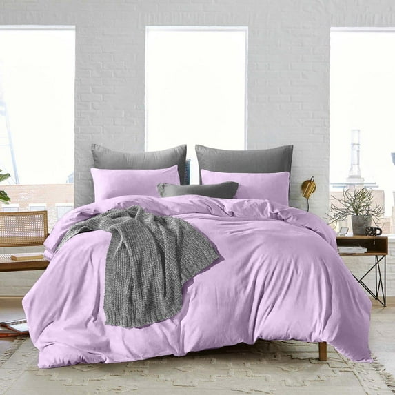 600 Thread Count Duvet Cover Set 3 Piece with Zipper - 100% Egyptian Cotton Comforters & Quilts Protectors and Pillowcases - Soft & Breatheable Blanket Covers - Lavender Solid, Eastern King.