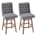 thumbnail image 1 of Ktaxon Modern Bar Stools Set of 2, 360 Degree Swivel Bar Chairs, Armless Upholstered Dining Chairs with Wood Legs for Kitchen/Bar Light Gray, 1 of 10