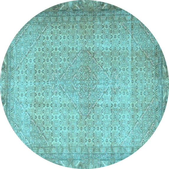 Ahgly Company Indoor Round Persian Light Blue Traditional Area Rugs, 3' Round