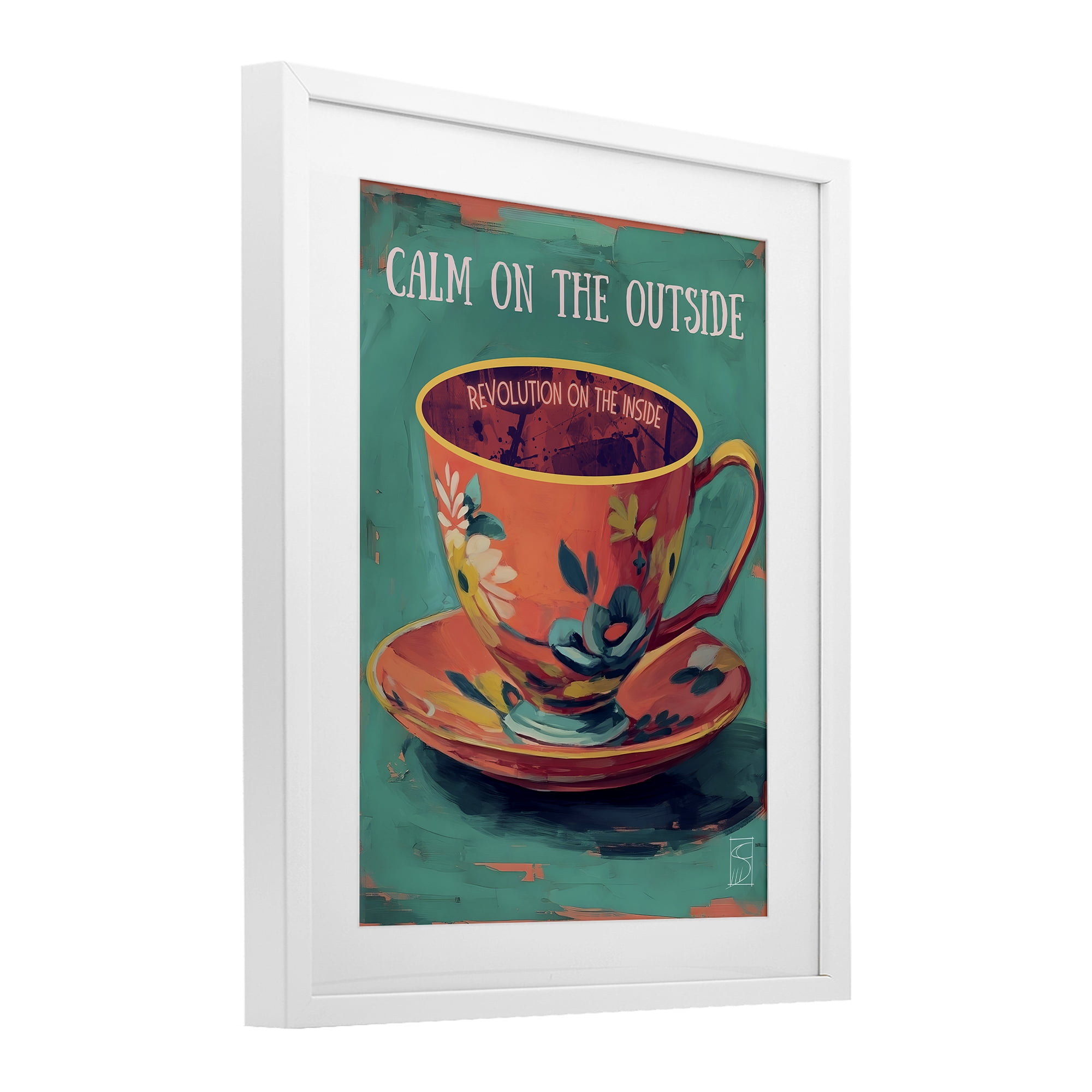 Stupell Industries Revolution On The Inside White Framed Print Under Glass, design by Sara Culpepper