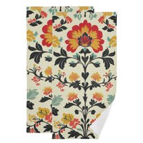 Yayeee Hand Towels for Bathroom Set of 2 Quick Dry Super Absorbent Soft Hand Shower Towels, 28" x 14", Beige Floral