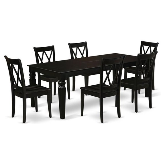 Atlin Designs 7-piece Wood Dining Room Table Set in Black