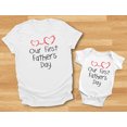 thumbnail image 4 of Our First Father's Day Dad & Baby Matching Set Infant Bodysuit & Men's T-Shirt Dad White XX-Large / Baby White 24M (18-24M), 4 of 6