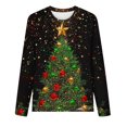 thumbnail image 4 of SELONE Plus Size Christmas Tops Women Printed Crewneck Pullover Long Sleeved Casual Tops Red XL, 4 of 4