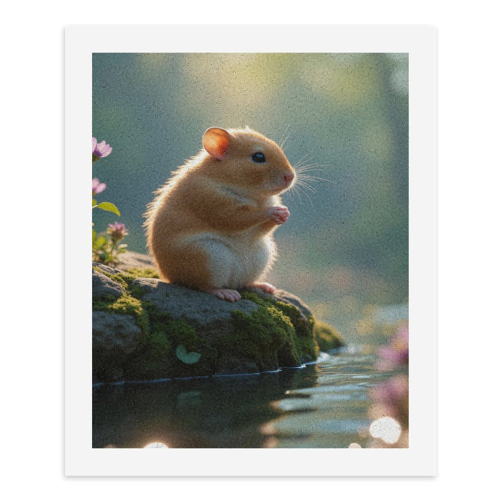 Paint by Numbers Kit for Adults, Peaceful Hamster On Mossy Rock Paint by Numbers, Easy Paint by Numbers Kit for Adults Beginner, DIY Adult Paint by Number Kits on Canvas, Home Decor