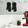 thumbnail image 3 of Unique Bargains Cotton Oven Mitts Heat-Resistant Cooking Gloves Black 13.4x7.1inch, 3 of 7