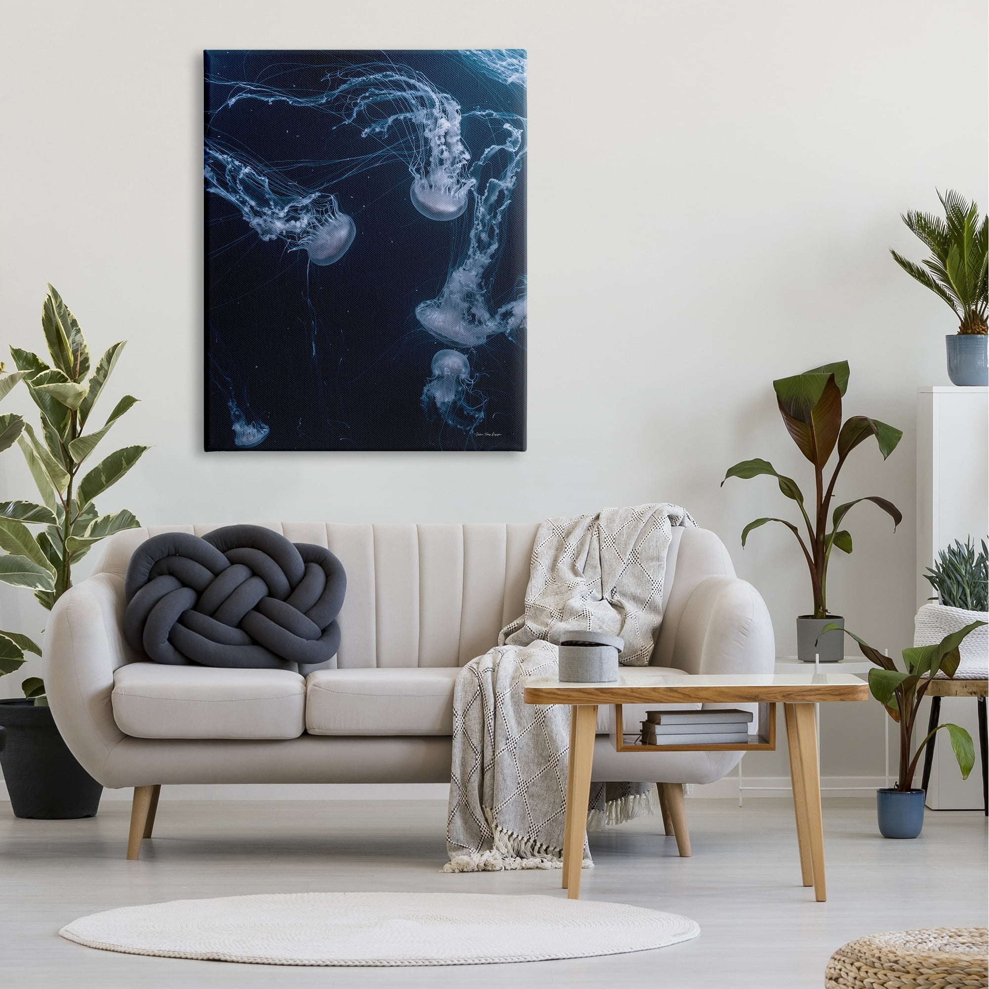 Stupell Industries Chilling Jellyfish Deep Ocean Fluid Marine Life Scene,36 x 48, Design by Seven Trees Design
