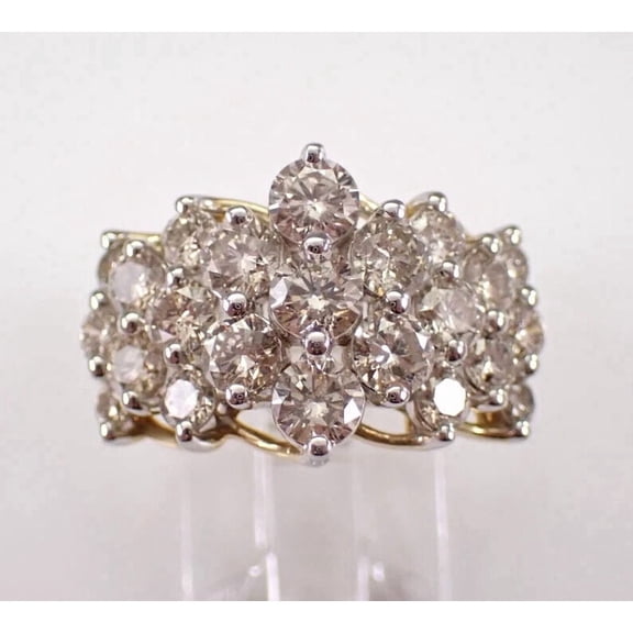 3Ct Round Cut Lab Created Diamond Cluster Women Engagement Band Ring 14K Yellow Gold Plated 925 Silver