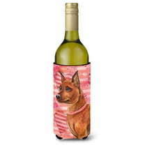 Carolines Treasures BB9743LITERK Miniature Pinscher Love Wine Bottle Beverge Insulator Hugger  Wine Bottle multicolor