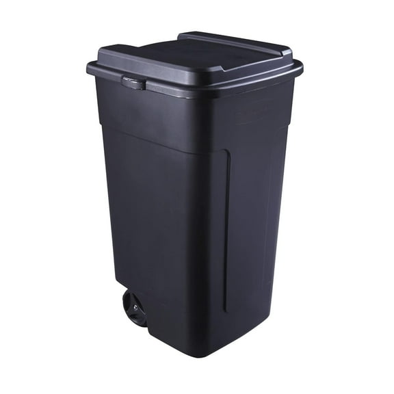 50 gal Roughneck Wheeled Plastic Garage Trash Can, Black