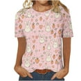 thumbnail image 3 of VBTAPA Women's Cute Easter Shirts Funny Bunny Eggs Print Short Sleeve T-Shirt Casual Loose Blouse Tops Lightning Sales Multicolor L, 3 of 6