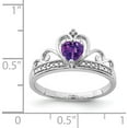 thumbnail image 3 of Sterling Silver Rhodium Plated Diamond & Amethyst Teardrop Ring (Size 6) Made In India qr4644am-6, 3 of 5