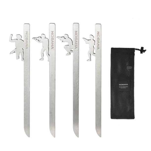 4 piquetas para tienda de campaña, estacas, clavos, equipo para toldo de nieve, piquetas de arena para acampar plata