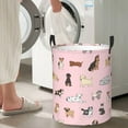 thumbnail image 6 of Cute Dogs Pink Laundry Hamper Bag With Waterproof Liner - Round Laundry Basket Foldable Clothes Storage Organizer For Bathroom Bedroom Nursery Dorm, 6 of 10