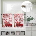 thumbnail image 2 of Valentine's Day Romantic Heart Curtain Tier and Valance Set 3 Piece, Red Truck Farm Bird 3-inch Rod Pocket Window Tier Curtains Valance for Kitchen Living Room, 2 of 9
