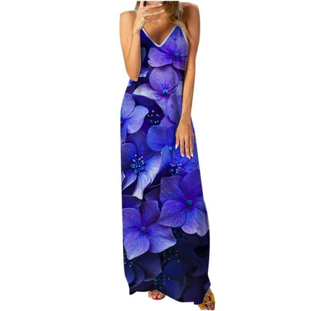 

LWZWM Women Summer Dresses 50s Dress Summer Beach Sleeveless Suspenders Print Dress Bohemian Dress T-sirt Dress Princess Dress Nightgown Dress Loose Dress Goddess Dress