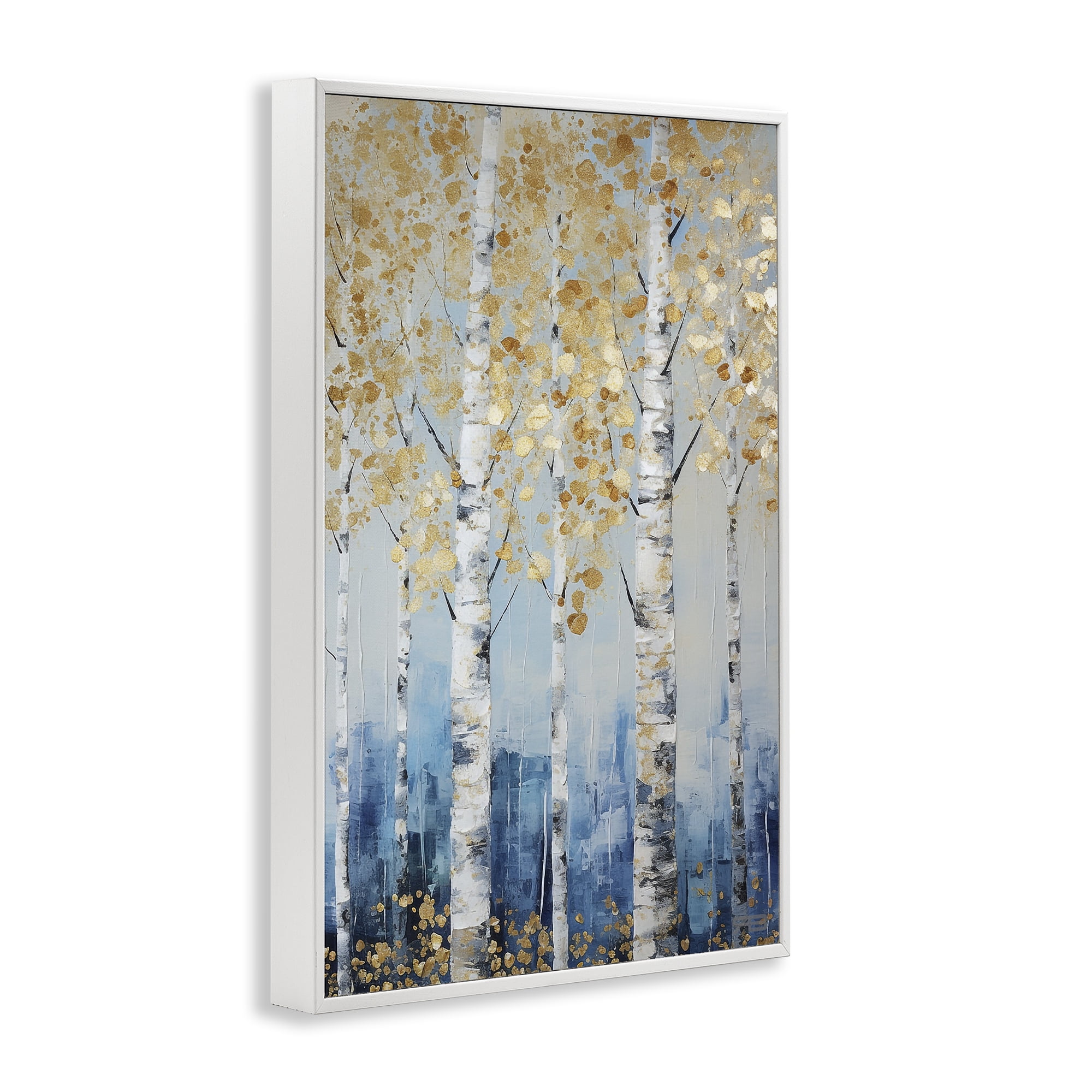 Stupell Industries Autumnal Birch Forest Landscape Painting White Framed Art Print Wall Art, 12 x 18