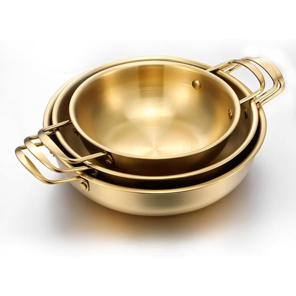 Ramen Cooking Pot, Stainless Steel Fast Heating Korean Raman Noodle Pot with Handles Induction Saucepan Stewpot for Soup Pasta Egg Fast Heating Easy to Clean (3pc)