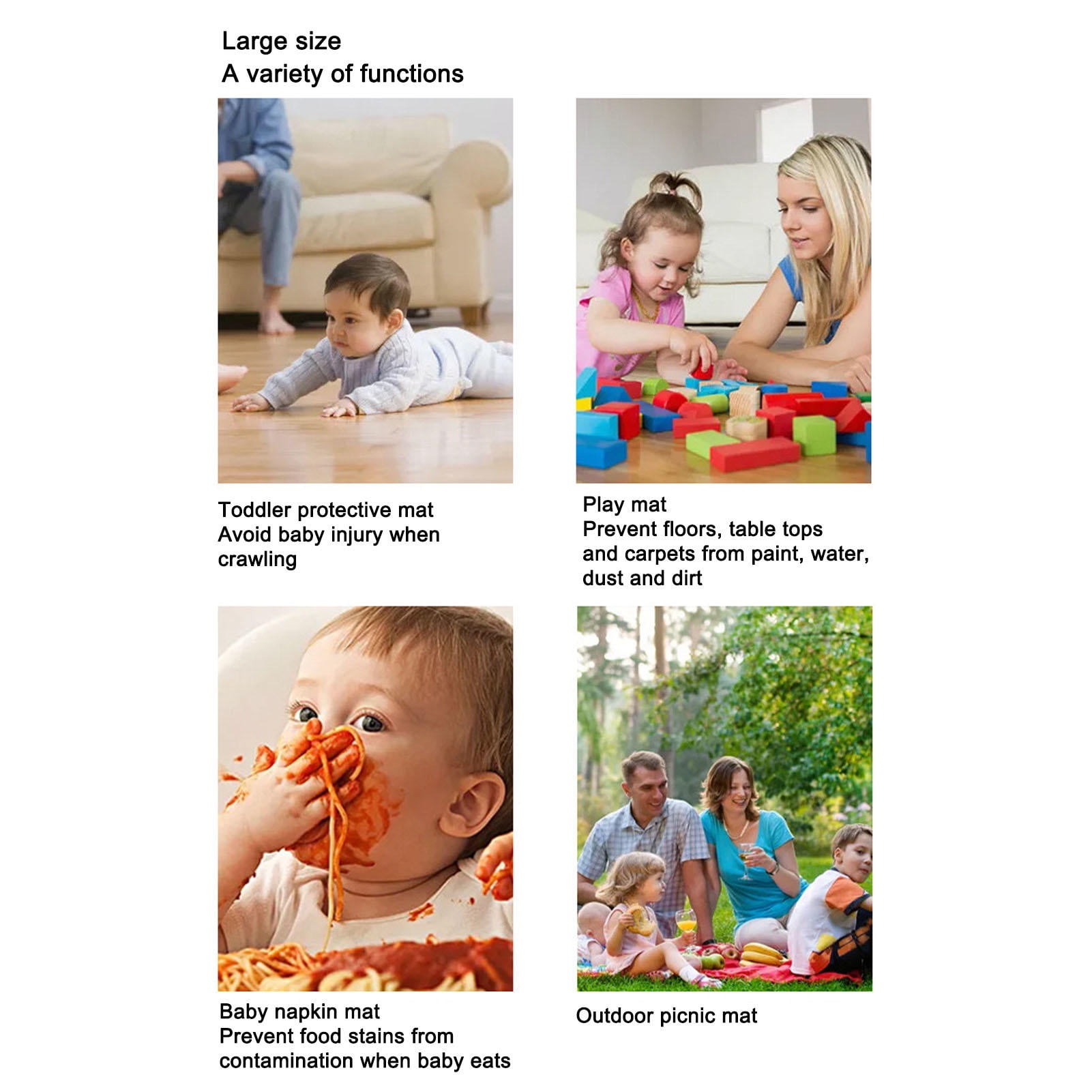 LAZIOEGR 110x110cm Waterproof Non-Slip Polyester High Chair Mat – Foldable Multifunctional Baby Play Mat for Indoor Outdoor Use