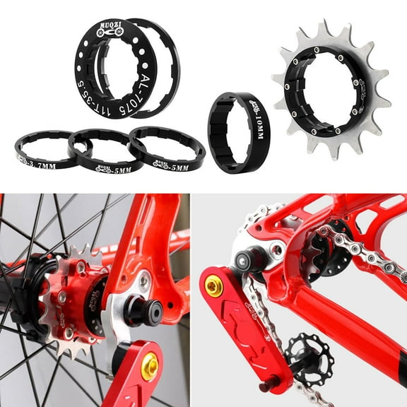 Lightweight 14T Single Flywheel Adapter Set Removeable Sprocket Cog Fixed Gear for Component Bike - black