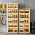 thumbnail image 3 of 426 Quarts 6-Tier Extra Large Stackable Storage Bins with Doors and Lids, 73" Tall Plastic Storage Cabinet, Tool-Free Assembly Stackable Closet Organizer for Home Office, Pantry, Wheels, 3 of 12